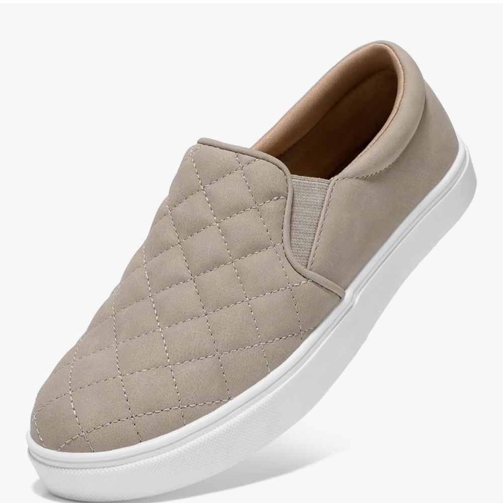Womens Quilted Slip-On Sneakers - Tan
